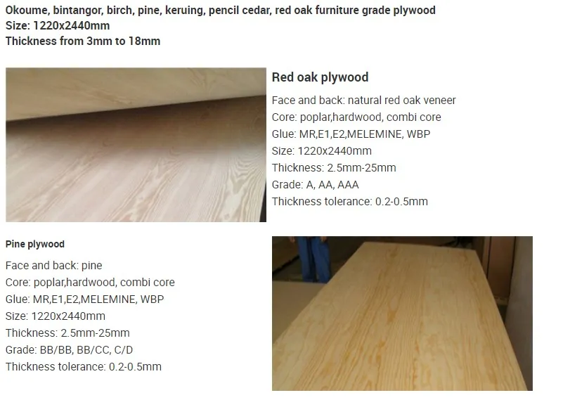 2mm-18mm Natural Solid Okoume Wood Plywood Used for Furniture
