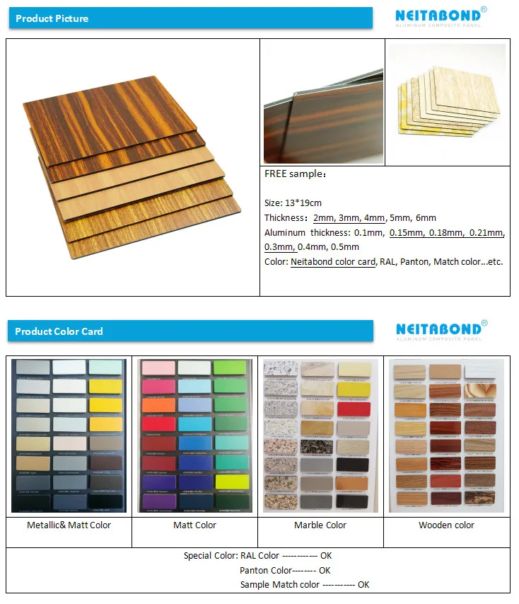 3mm PE Wood Aluminum Composite Panel Acm ACP with 1220*2440