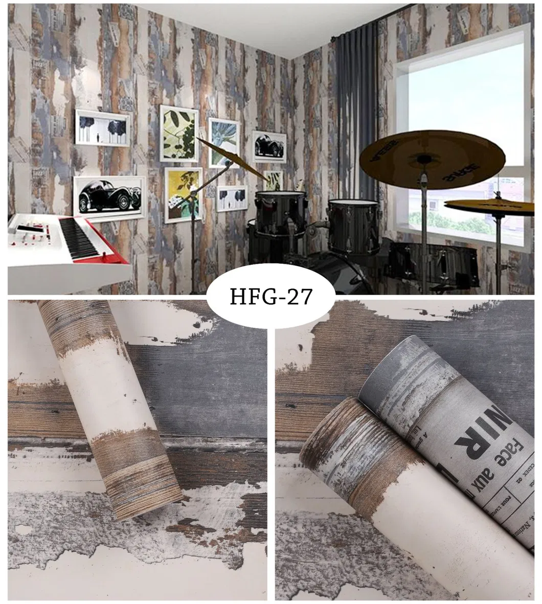 Classic Wooden Grain Waterproof Vinyl Wallcovering Wallpaper