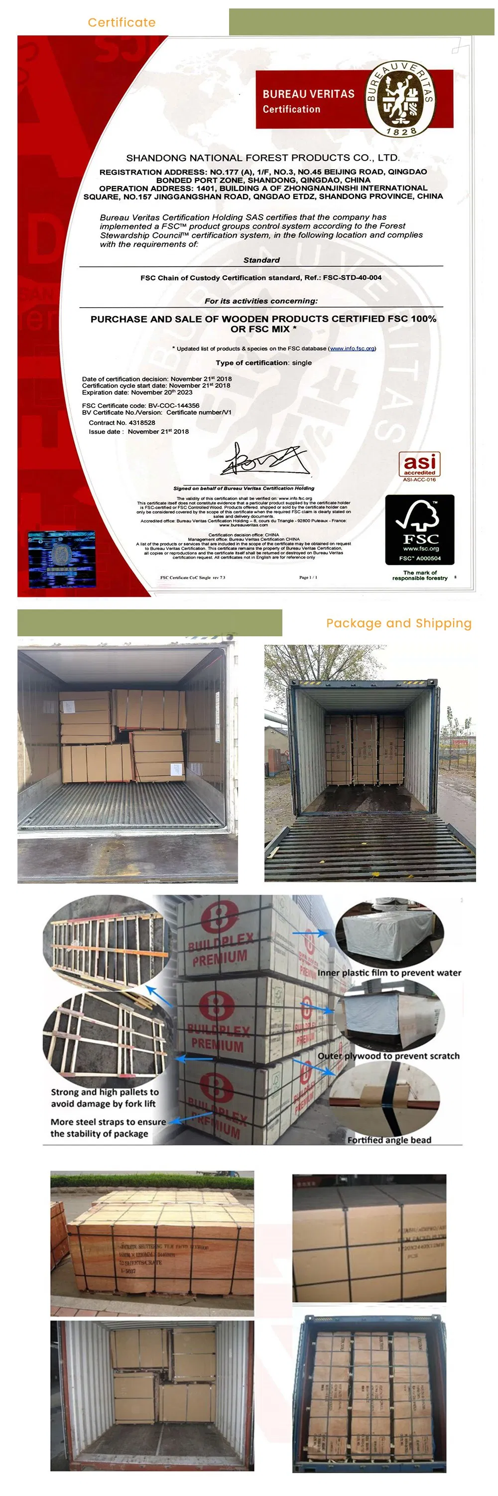 Construction Concrete Template Formwork Birch/Poplar Core 15mm 18mm Film Faced Shuttering Fancy Plywood