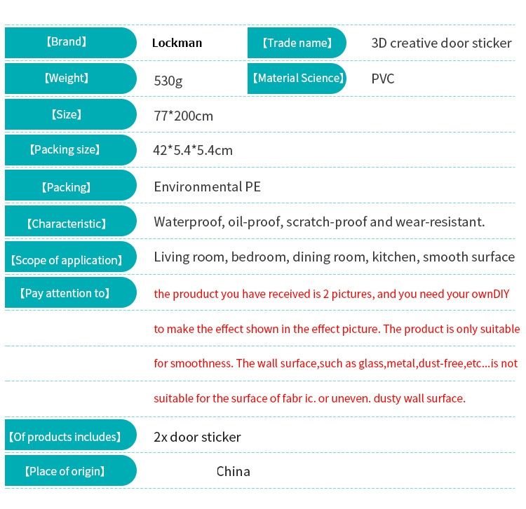 Creative Environmental Protection Simulation Sea View Corridor Door Stickers Renovation Self-Adhesive Bedroom Wall Stickers