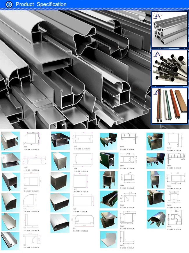 Custom Construction Extruded Industrial Windows and Doors Polishing Aluminium Alloy Extrusion Profile