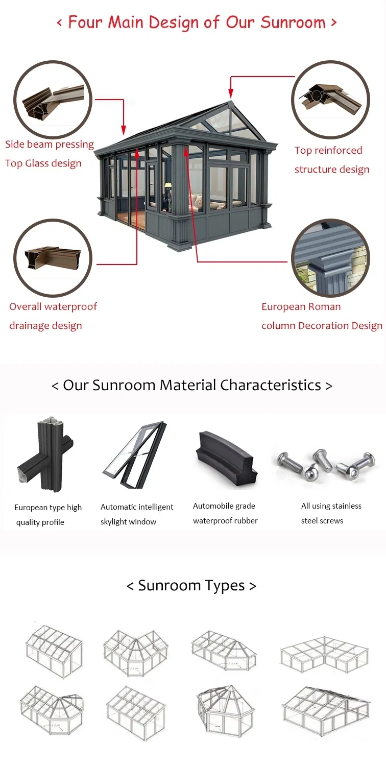 Customized Design Thermal Break Aluminum Frame Glass House Sunroom