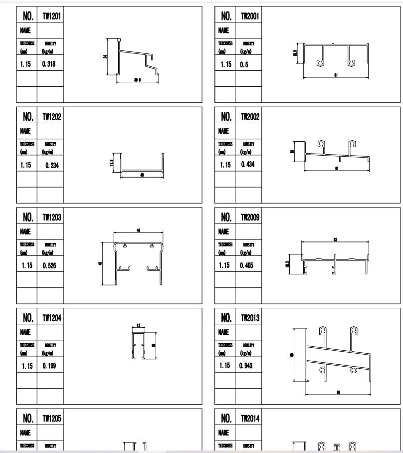 Extruded Aluminum Profile 6063 Aluminum Champagne Linea 12/Linea 20/Linea 32/35/Linea42