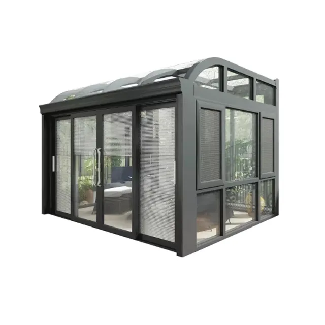 Insulating Glass Solarium Aluminum Sunroom Glass House with Arc Roof