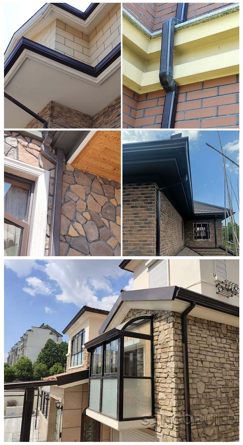 Kenya Aluminum Rain Gutter Downspout System Collect Water From Roof Tile North America 6K 7K 8K