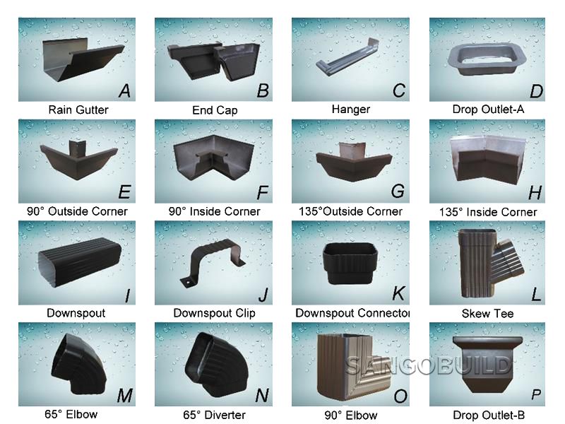 Kenya Aluminum Rain Gutter Downspout System Collect Water From Roof Tile North America 6K 7K 8K