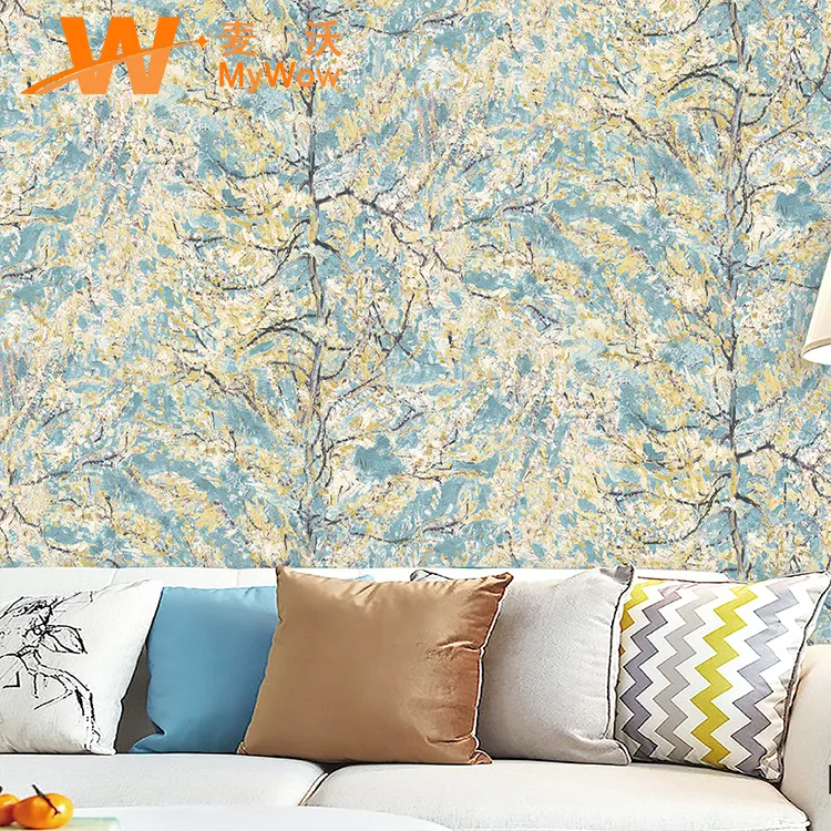 Luxury PVC Wall Papers for Living Room Floral Papel Pintado 3D