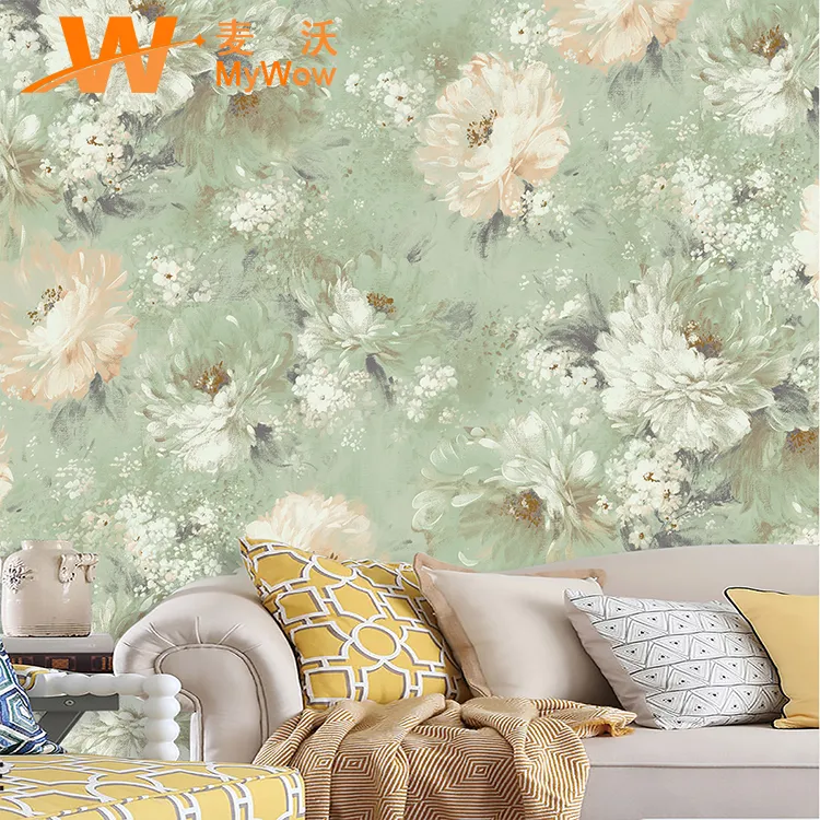 Luxury PVC Wall Papers for Living Room Floral Papel Pintado 3D