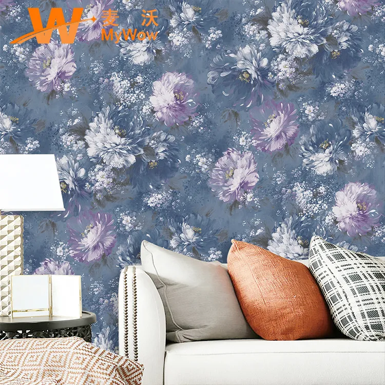 Luxury PVC Wall Papers for Living Room Floral Papel Pintado 3D