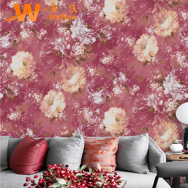 Luxury PVC Wall Papers for Living Room Floral Papel Pintado 3D