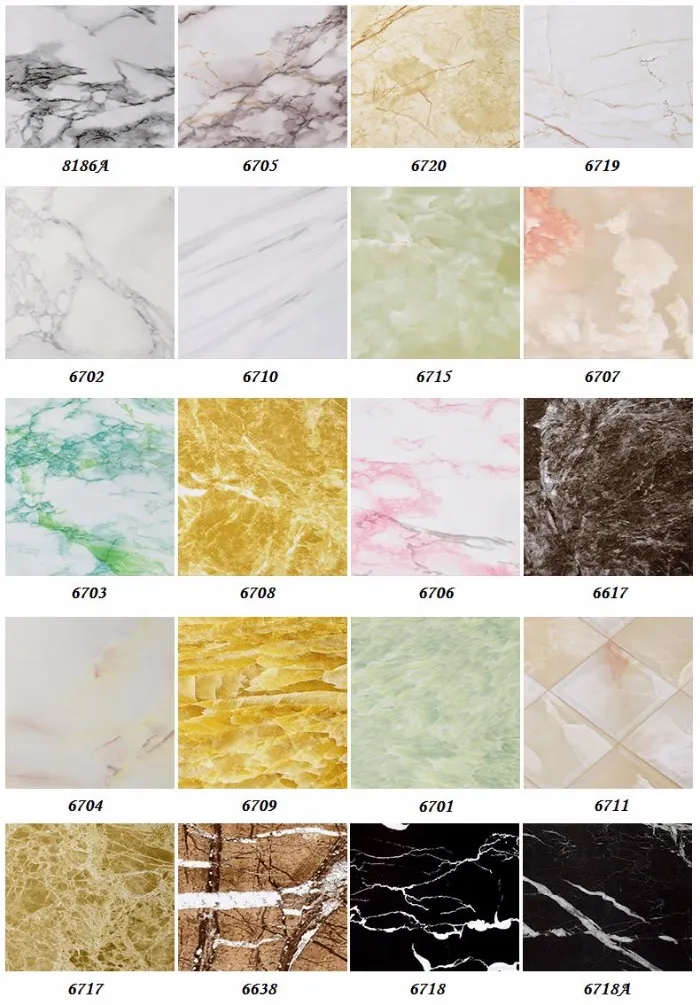 Moi PVC Marble Film Self Adhesive Water Proof Glossy Finish Vinyl Decoration Wallpaper Decorative Sticker Film