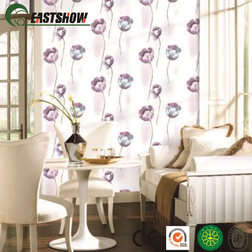 New Flower Pattern PVC Wall Paper for Rome Wall Decoration
