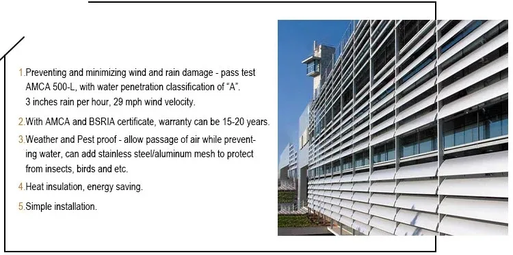 Outdoor Decorative Aluminumr Vertical Louve Installation Aluminum Weather Louver for Building