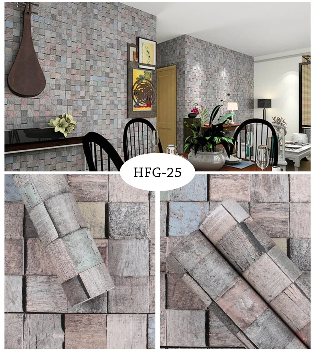 Retro Style Wood 3D PVC Peel and Stick Wallpaper Wall Coat