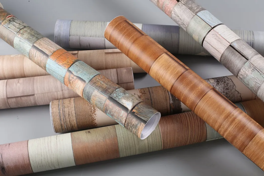 Retro Style Wood 3D PVC Peel and Stick Wallpaper Wall Coat